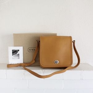 Vintage Coach Companion Crossbody Bag with Box Tan